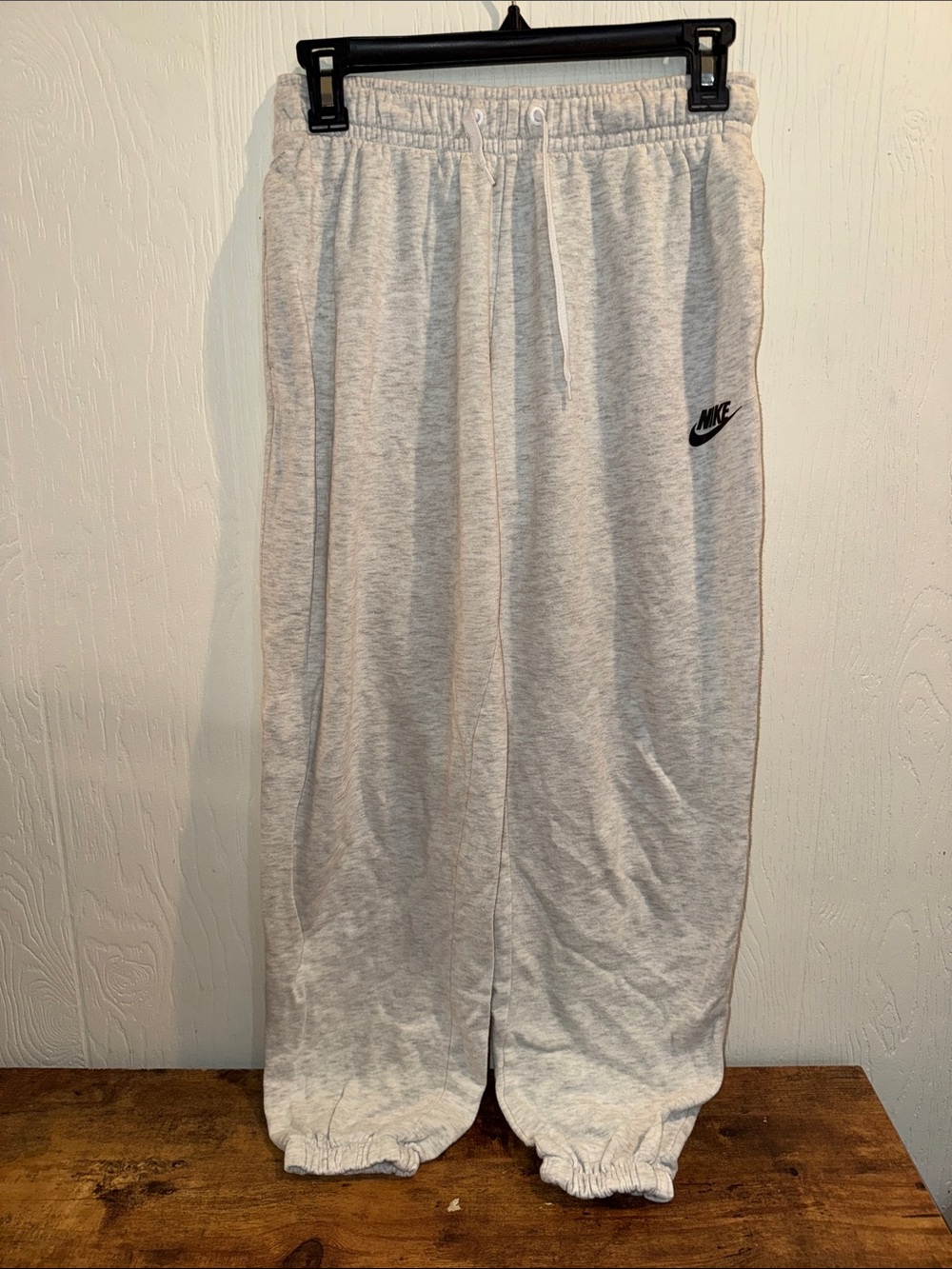 Nike Light Gray Sweat Joggers with Black Swoosh